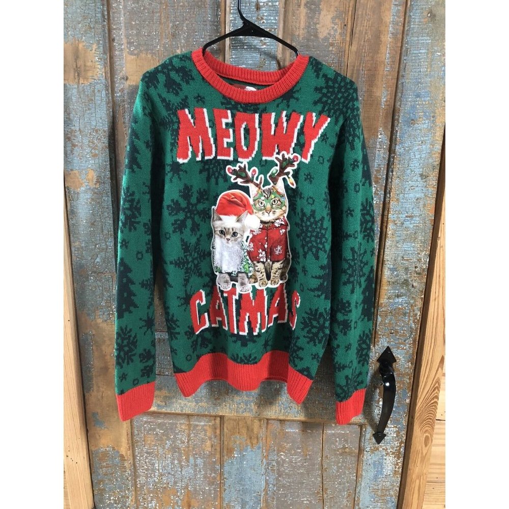 Men’s Meowy Catmas Christmas Party Sweater Medium